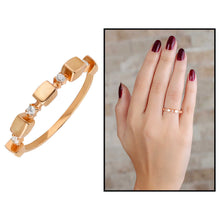 Load image into Gallery viewer, خاتم فضة عيار 925 مطلي وردي بتصميم مكعب بفصوص زركون نسائي