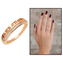 Load image into Gallery viewer, خاتم فضة 925 عيار مطلي بالوردي بفصوص زركون نسائي