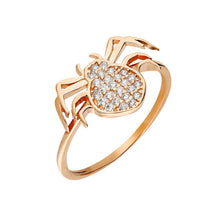 Load image into Gallery viewer, خاتم فضّي 925 عيار مطلي بوردي بشكل عنكبوت بفصوص زركون نسائي