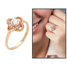 Load image into Gallery viewer, خاتم فضة 925 عيار مطلي بالوردي بفصوص زركون نسائي