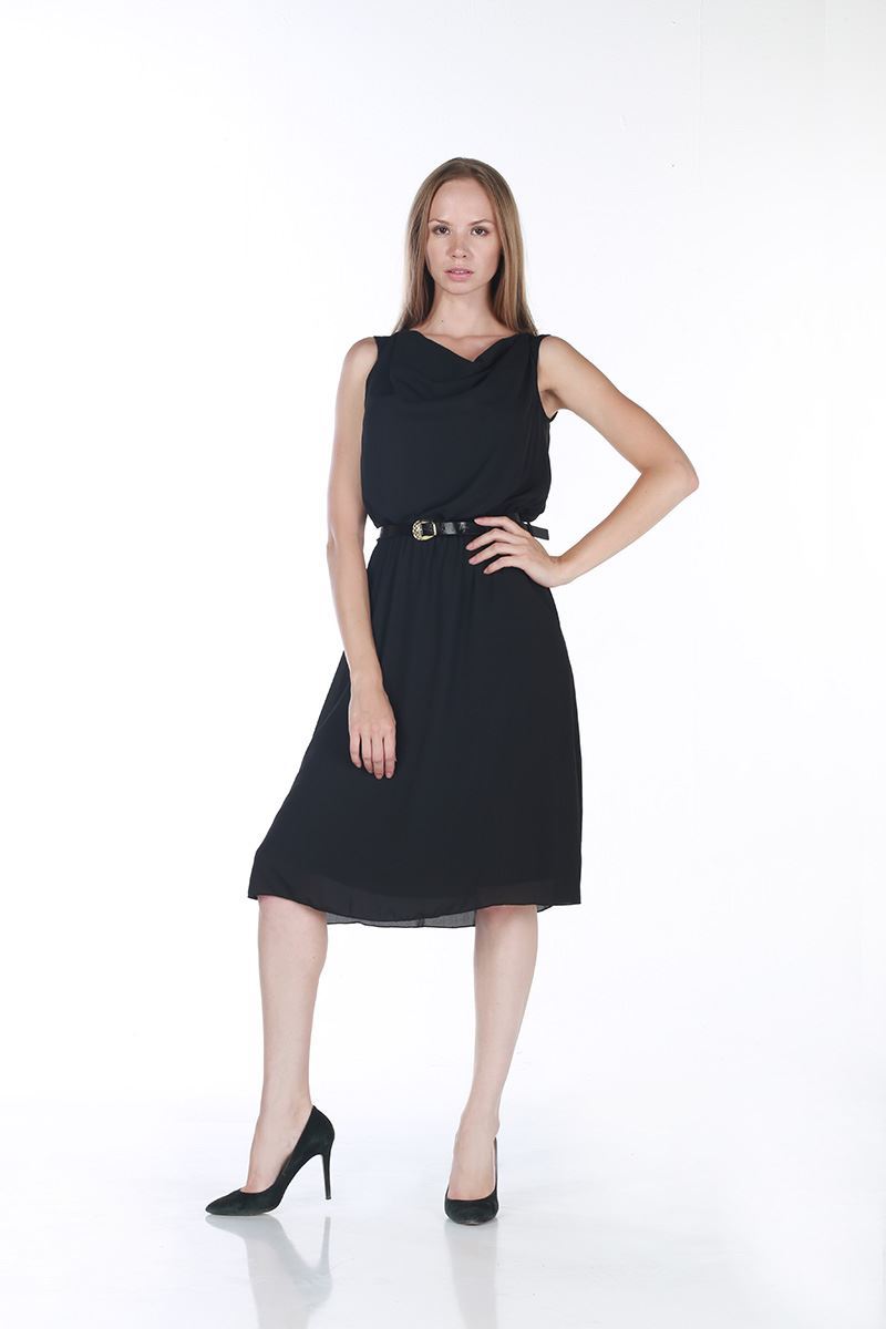 PEMPE CHIFFON SHEATH DRESS - Black