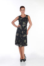 Load image into Gallery viewer, PEMPE FLARED FLORAL DRESS - Black
