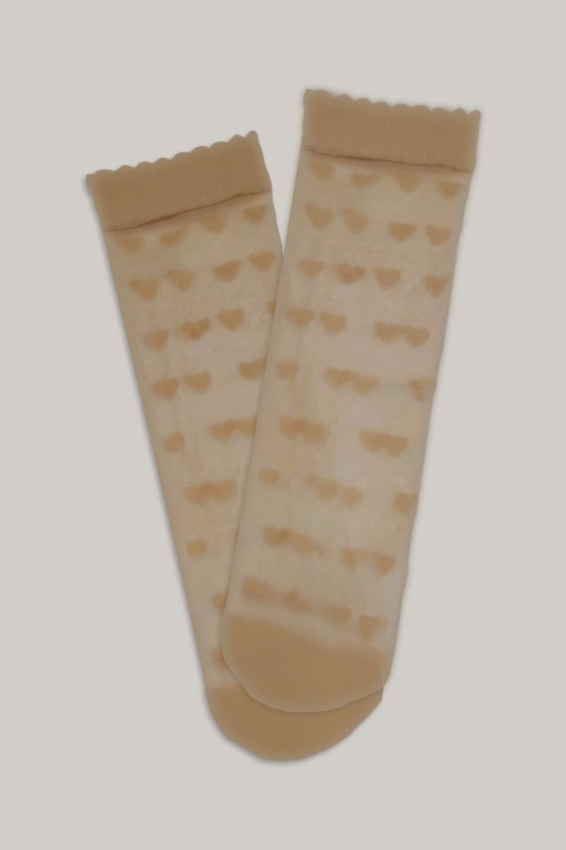 DAYMOD HEART PRINT SHORT SOCKS - Skin tone