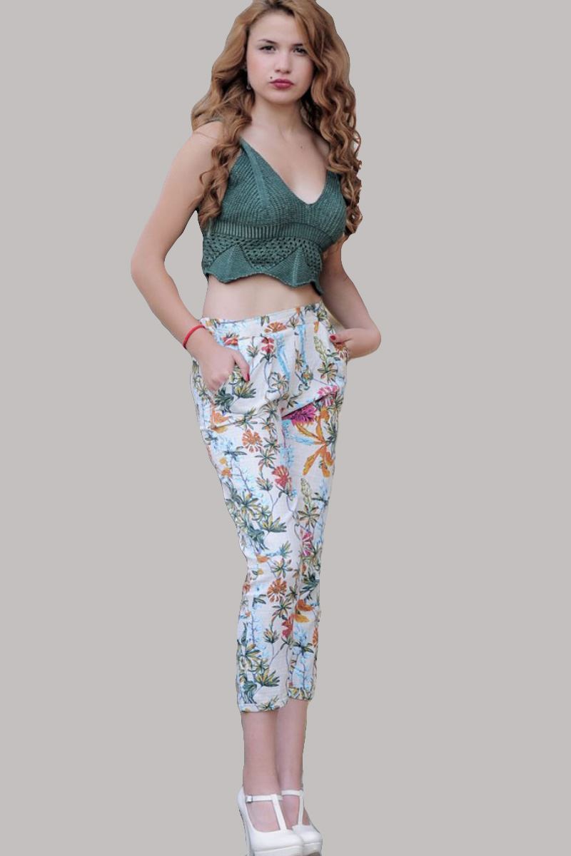 Vavin FLOWER PRINT PANTS - Beige