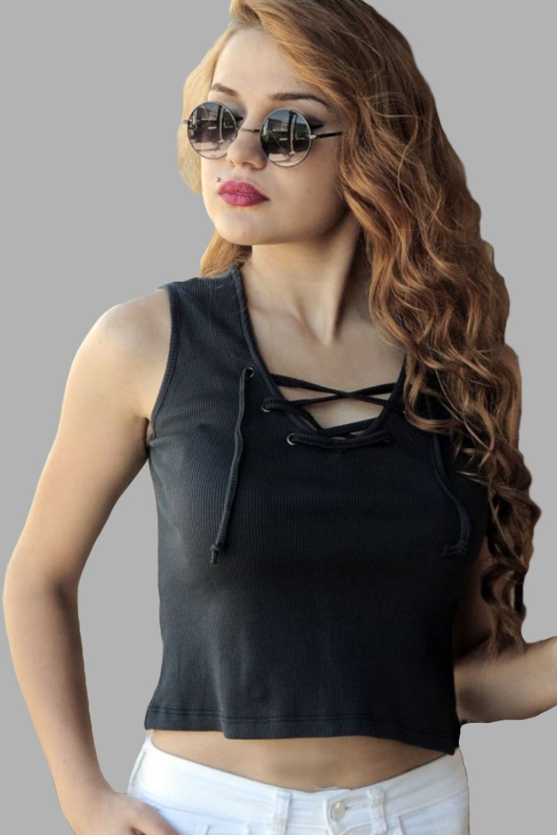 Vavin SLEEVELESS CROPPED BLOUSE - Dark blue