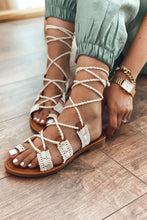Load image into Gallery viewer, Women&#39;s Lace Detail Beige Sandals
