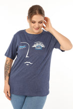 Load image into Gallery viewer, Women&#39;s Oversize Printed Indigo T-shirt
