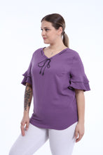 Load image into Gallery viewer, Women&#39;s Oversize Ruffle Sleeves Lilac Blouse
