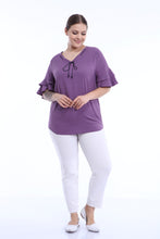 Load image into Gallery viewer, Women&#39;s Oversize Ruffle Sleeves Lilac Blouse
