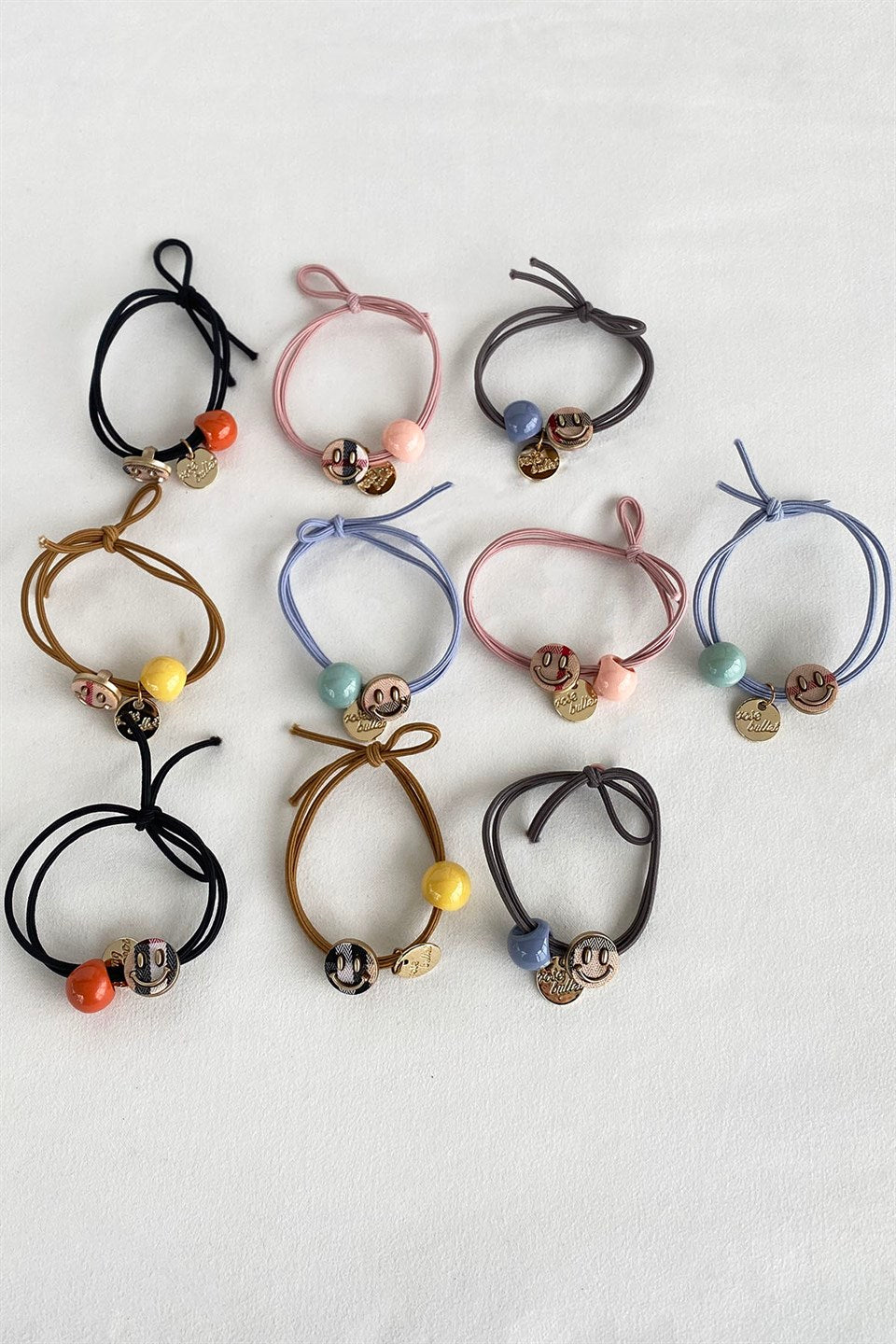 Mixed Color Elastic Hair Tie - 10 Pieces