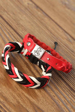 Load image into Gallery viewer, Men&#39;s Black Red Leather Bracelet- 2 Pieces
