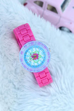 Load image into Gallery viewer, Girl&#39;s Transparent Case Fuchsia Strap Watch
