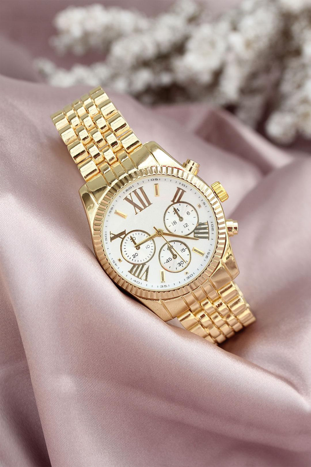 Women's Gold Metal Strap Watch