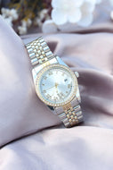 Women's Zircon Gemmed Silver - Gold Metal Strap Watch