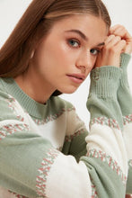 Load image into Gallery viewer, Women&#39;s Color Block Mint Green Tricot Sweater
