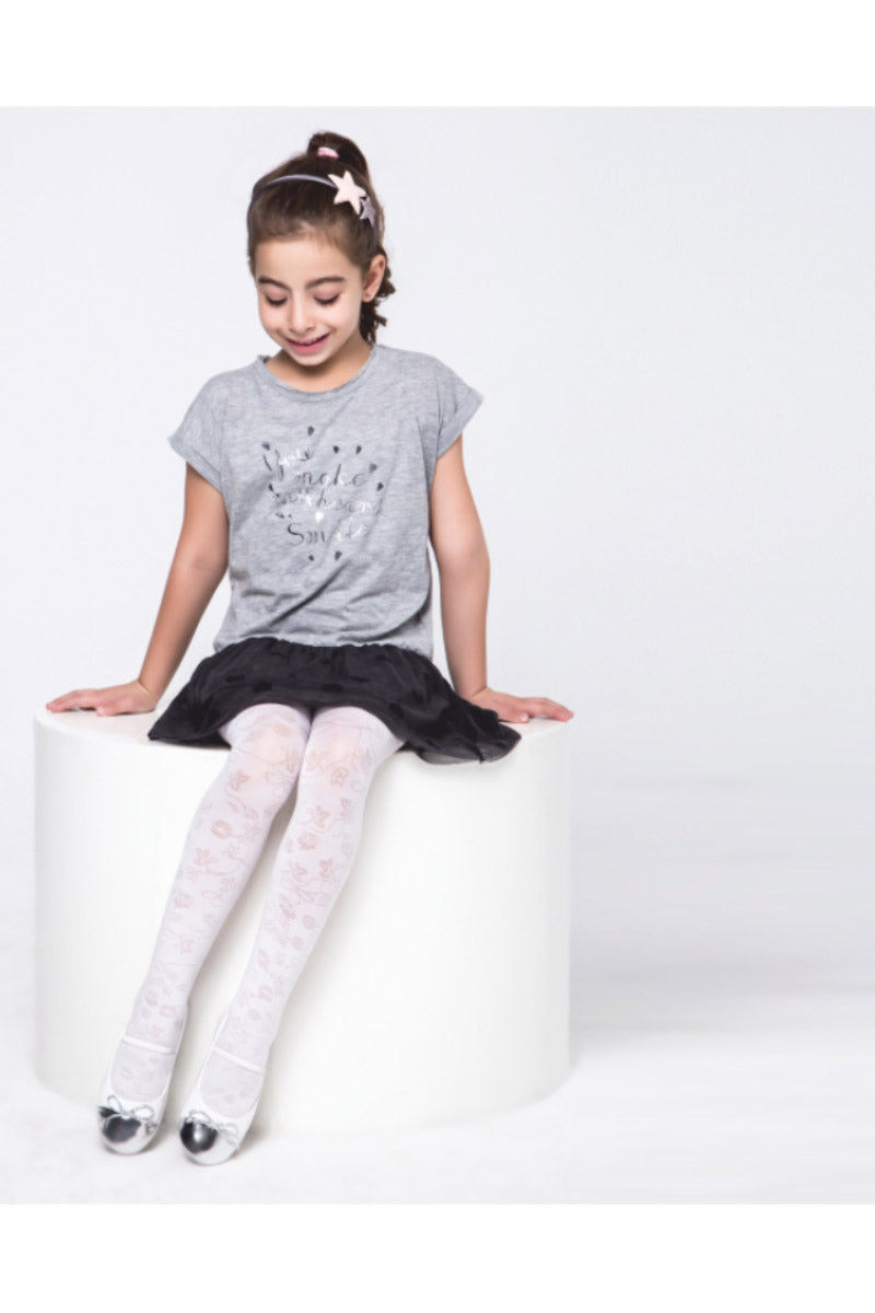 DAYMOD FLOWER DETAIL PANTYHOSE - White