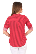 Load image into Gallery viewer, Women&#39;s Oversize Striped Red Shirt
