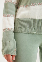 Load image into Gallery viewer, Women&#39;s Color Block Mint Green Tricot Sweater
