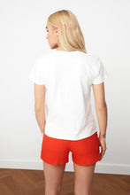 Load image into Gallery viewer, Women&#39;s Embroidered White T-shirt
