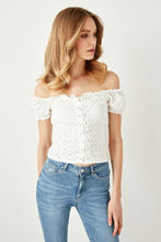 Load image into Gallery viewer, Women&#39;s Eyelets Detail White Blouse
