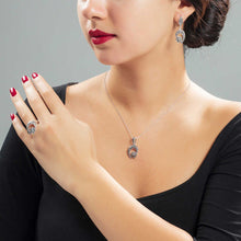 Load image into Gallery viewer, Women&#39;s Zircon Gemmed 925 Carat Silver Necklace, Ring &amp; Earrings Set
