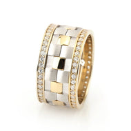 Women's Zircon Gemmed Gold Plated 925 Carat Silver Wedding Ring