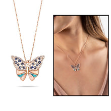 Load image into Gallery viewer, Women&#39;s Multi-color Zircon Gemmed Butterfly Pendant 925 Carat Silver Necklace
