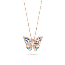 Load image into Gallery viewer, Women&#39;s Multi-color Zircon Gemmed Butterfly Pendant 925 Carat Silver Necklace
