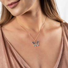 Load image into Gallery viewer, Women&#39;s Multi-color Zircon Gemmed Butterfly Pendant 925 Carat Silver Necklace
