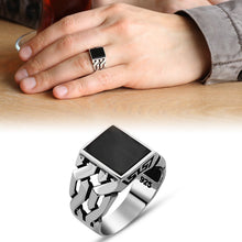 Load image into Gallery viewer, Men&#39;s Black Onyx Stone 925 Carat Silver Ring
