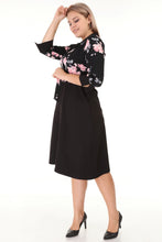 Load image into Gallery viewer, Women&#39;s Oversize Belted Three-Quarter Sleeves Black Office Dress
