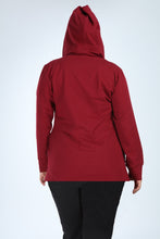 Load image into Gallery viewer, Women&#39;s Oversize Hooded Zipped Claret Red Jacket
