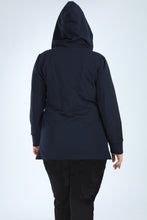 Load image into Gallery viewer, Women&#39;s Oversize Hooded Zipped Navy Blue Jacket

