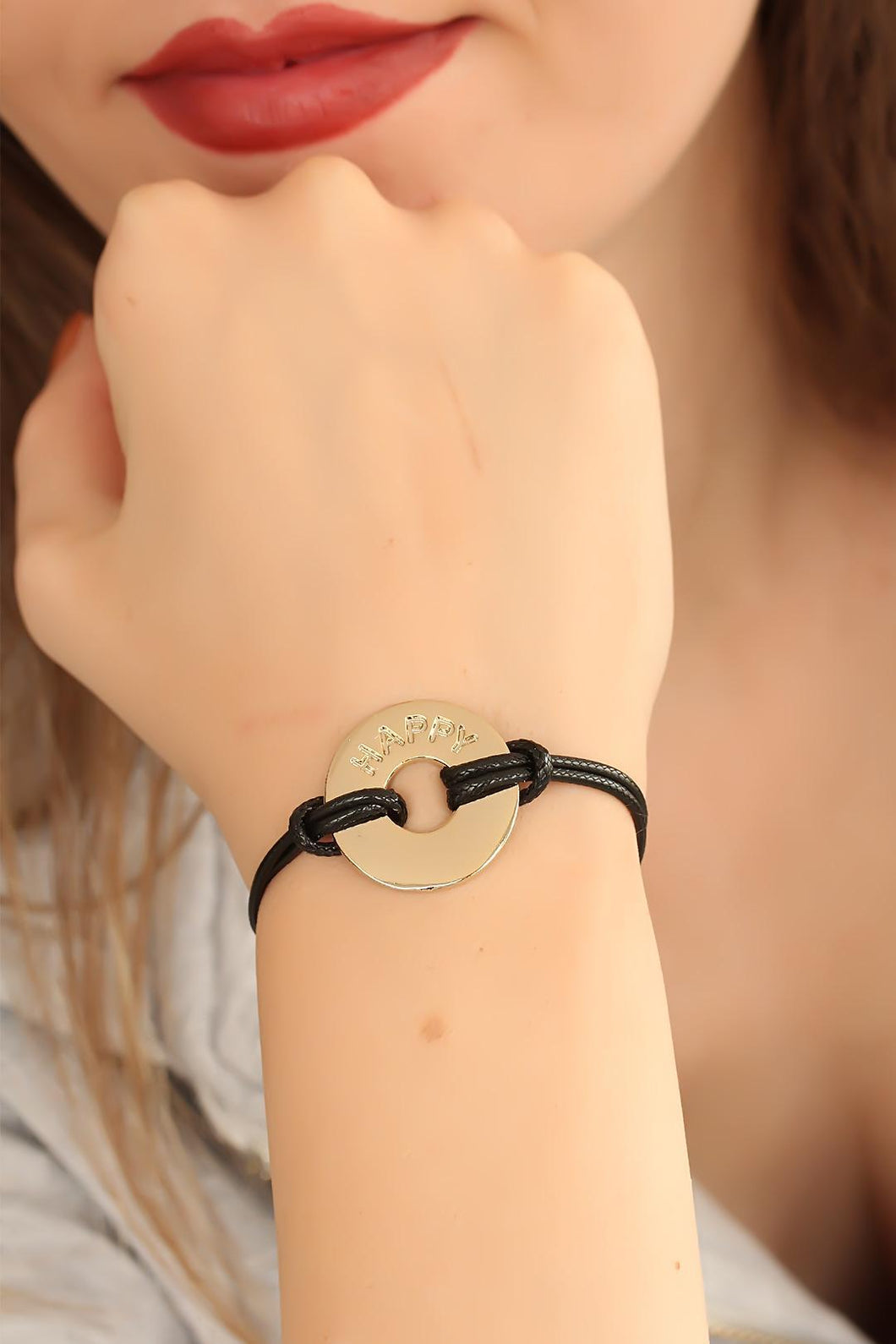 Unisex Black Leather Cord Bracelet