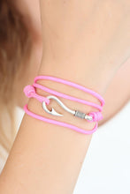 Load image into Gallery viewer, Women&#39;s Pink Rope Silver Metal Closure Bracelet
