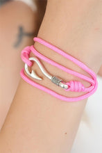 Load image into Gallery viewer, Women&#39;s Pink Rope Silver Metal Closure Bracelet
