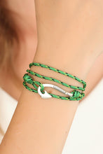 Load image into Gallery viewer, Women&#39;s Green Rope Silver Metal Closure Bracelet
