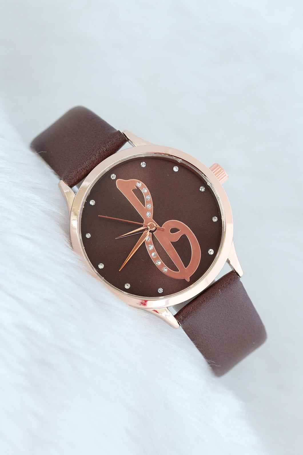 Women's Brown Leather Corded Watch