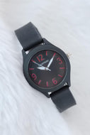 Women's Black Sports Case Silicone Corded Watch