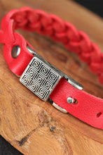 Load image into Gallery viewer, Men&#39;s Metal Accessory Knitted Red Leather Bracelet

