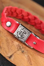 Load image into Gallery viewer, Men&#39;s Metal Accessory Knitted Red Leather Bracelet
