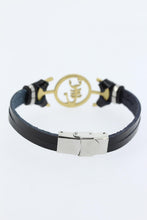 Load image into Gallery viewer, Men&#39;s Golden Figure Metal Accessory Black Leather Bracelet
