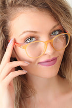 Load image into Gallery viewer, Women&#39;s Orange Arms Yellow Oval Frame Glasses
