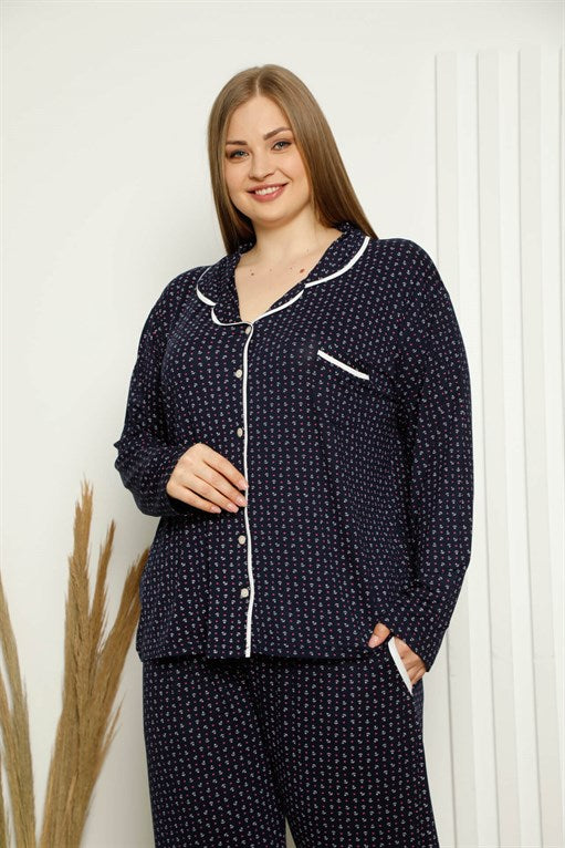 Women's Oversize Pocket Cotton Pajama Set