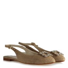 Load image into Gallery viewer, Women&#39;s Gemmed Buckle Straw Slingback Shoes
