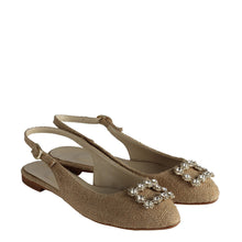 Load image into Gallery viewer, Women&#39;s Gemmed Buckle Straw Slingback Shoes
