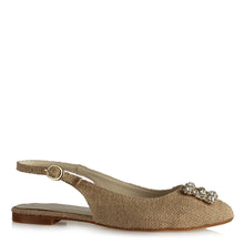 Load image into Gallery viewer, Women&#39;s Gemmed Buckle Straw Slingback Shoes
