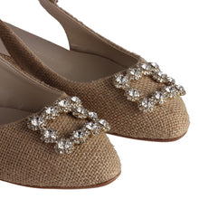Load image into Gallery viewer, Women&#39;s Gemmed Buckle Straw Slingback Shoes
