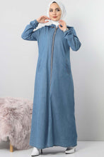 Load image into Gallery viewer, Women&#39;s Light Blue Modest Abaya
