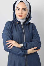 Load image into Gallery viewer, Women&#39;s Dark Blue Modest Denim Abaya

